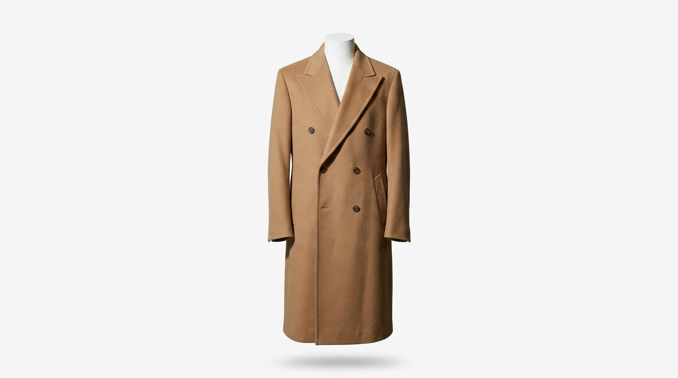 Fashion overcoat on a clean white background after editing