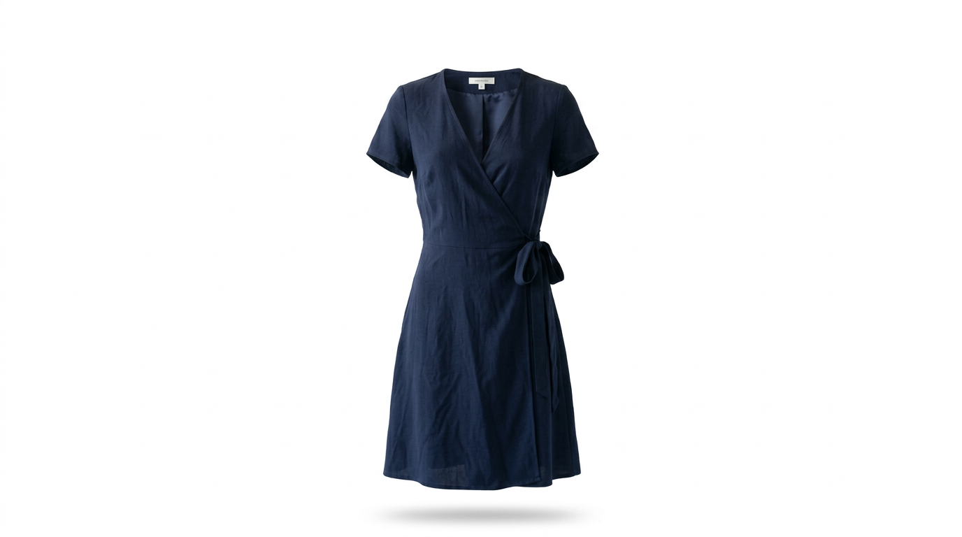 Navy Wrap Dress after ghost mannequin editing