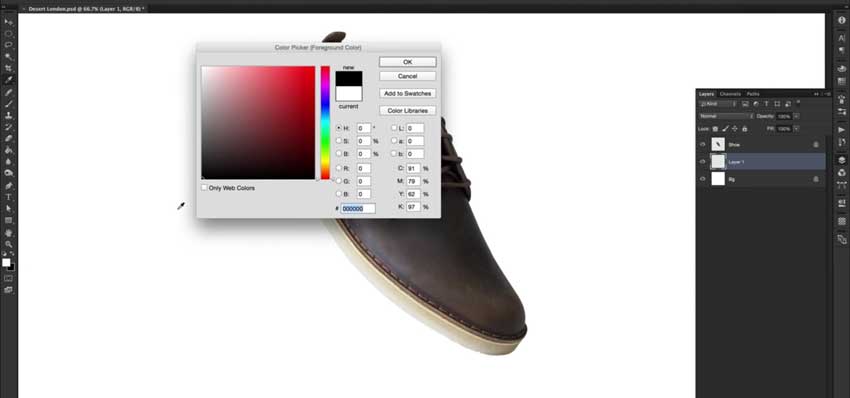 Click on the colour picker on the left-hand side