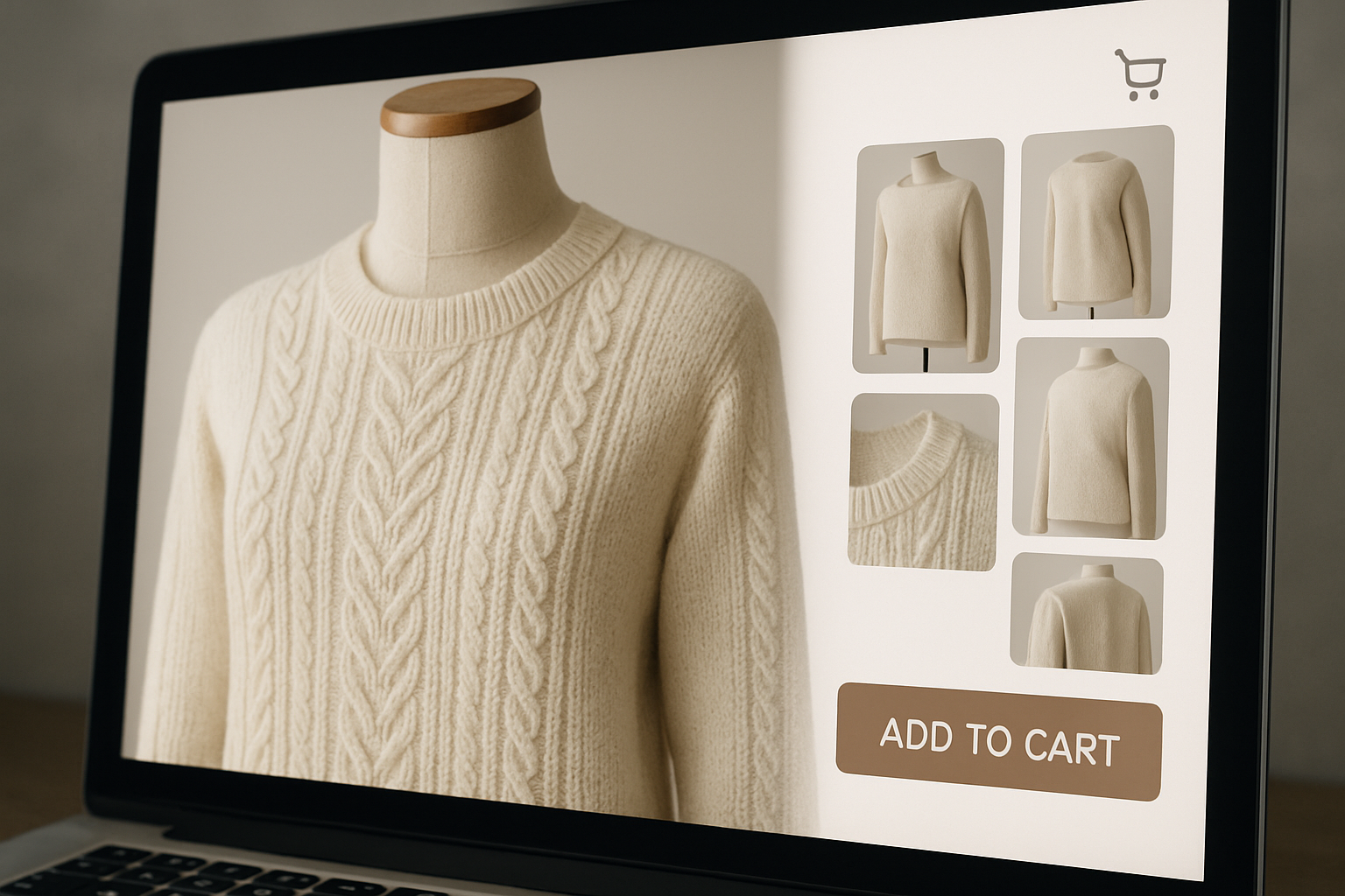 white jumper on a mannequin showing various photo angles